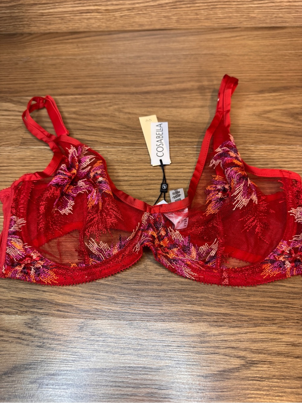 Cosabella Maasai Mystic Red Lace Underwire Bra 34D NWT